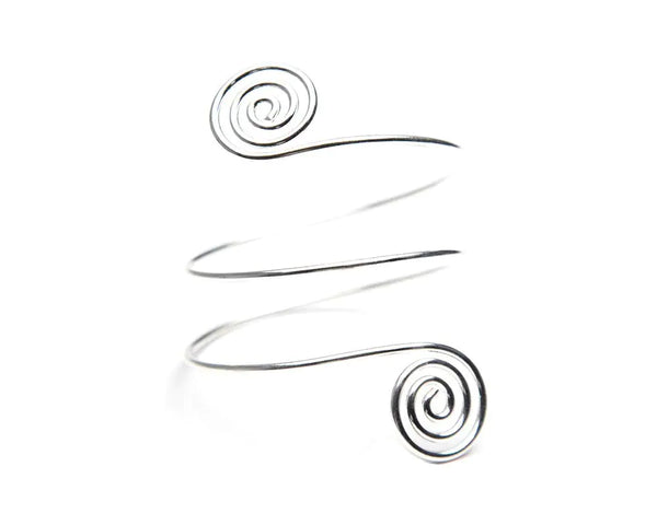 Caiyao Silver Spiral Coil Upper Arm Cuff Bracelet
