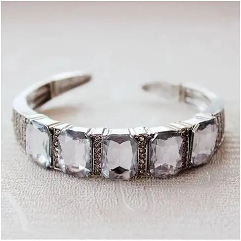 Majestic Diamond Crystal Open Cuff Bracelet