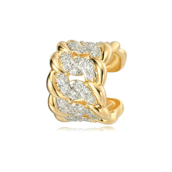 MTMY 14K Gold-Plated CZ Rope Ear Cuff – Non-Pierced Clip-On Cartilage
