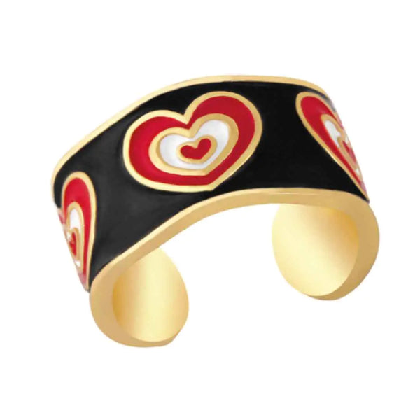 Pop Heart Enamel Ring – Adjustable Gold‑Plated Copper Band