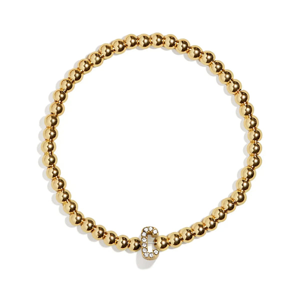 Gold‑Plated Pavé “C” Stretch Initial Bracelet – BaubleBar Pisa Beaded