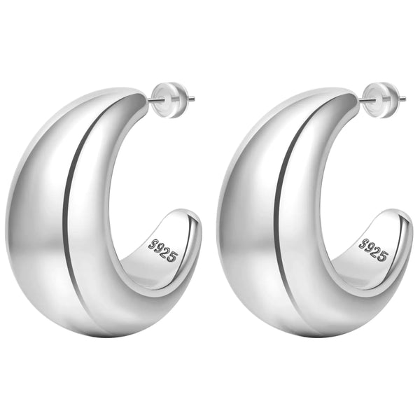 WaterDrop S925 Sterling Silver Chunky Hoop Earrings
