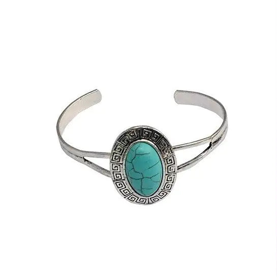 Free Spirited Turquoise Tribal Cuff Bracelet – Vintage Silver Medallion