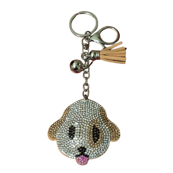 Popfizzy Rhinestone Dog Keychain – Crystal Bling & Velvet Charm