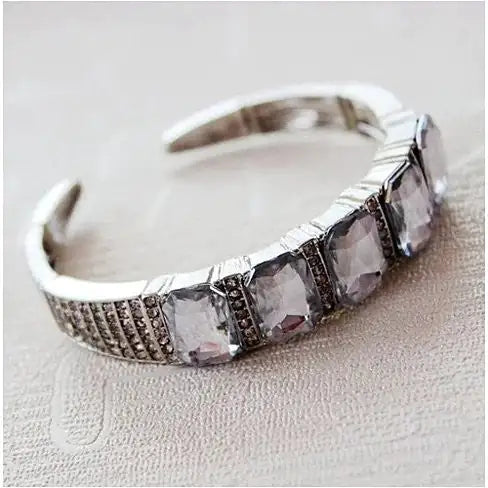 Majestic Diamond Crystal Open Cuff Bracelet