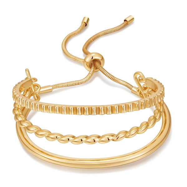 CLASSYZINT 14K Gold-Plated Adjustable Multi‑Layer Cuff Bracelet