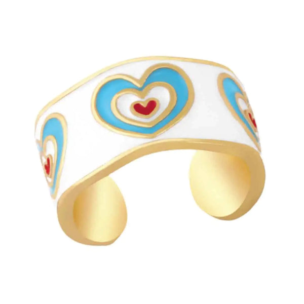 Pop Heart Enamel Ring – Adjustable Gold‑Plated Copper Band