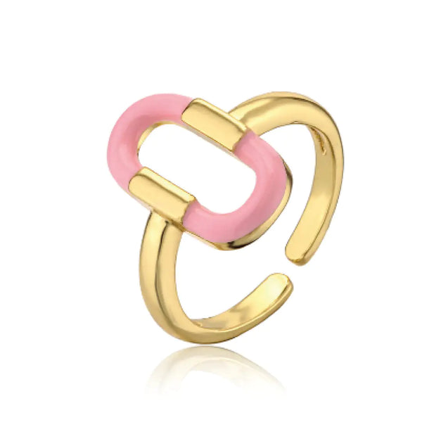 Joelle Adjustable Enamel Link Ring 